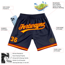 Load image into Gallery viewer, Custom Navy Gold-Red Authentic Throwback Basketball Shorts