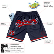 Load image into Gallery viewer, Custom Navy Red-White Authentic Throwback Basketball Shorts