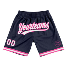 Load image into Gallery viewer, Custom Navy White-Pink Authentic Throwback Basketball Shorts
