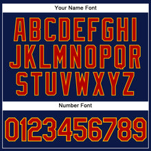 Load image into Gallery viewer, Custom Navy Red Pinstripe Gold Authentic Baseball Jersey