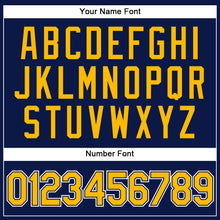 Load image into Gallery viewer, Custom Navy White Pinstripe Gold Authentic Baseball Jersey