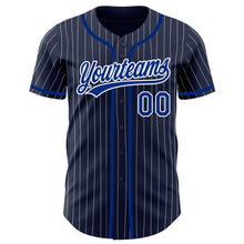 Load image into Gallery viewer, Custom Navy White Pinstripe Royal Authentic Baseball Jersey