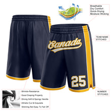 Load image into Gallery viewer, Custom Navy White-Gold Authentic Basketball Shorts