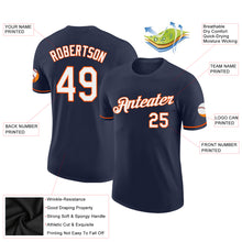 Load image into Gallery viewer, Custom Navy White-Orange Performance T-Shirt