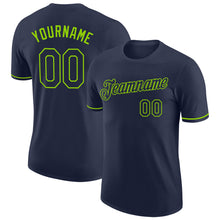 Load image into Gallery viewer, Custom Navy Neon Green Performance T-Shirt
