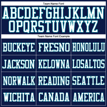 Load image into Gallery viewer, Custom Navy White-Teal Mesh Authentic Football Jersey
