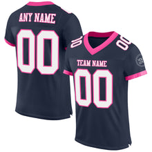 Load image into Gallery viewer, Custom Navy White-Pink Mesh Authentic Football Jersey