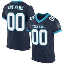 Load image into Gallery viewer, Custom Navy White-Panther Blue Mesh Authentic Football Jersey