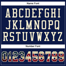 Load image into Gallery viewer, Custom Navy Vintage USA Flag-Cream Mesh Authentic Football Jersey