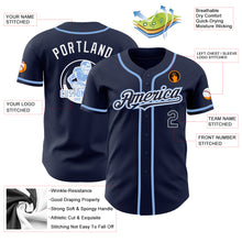 Load image into Gallery viewer, Custom Navy White-Light Blue Authentic Baseball Jersey