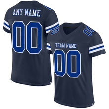 Load image into Gallery viewer, Custom Navy Royal-White Mesh Authentic Football Jersey