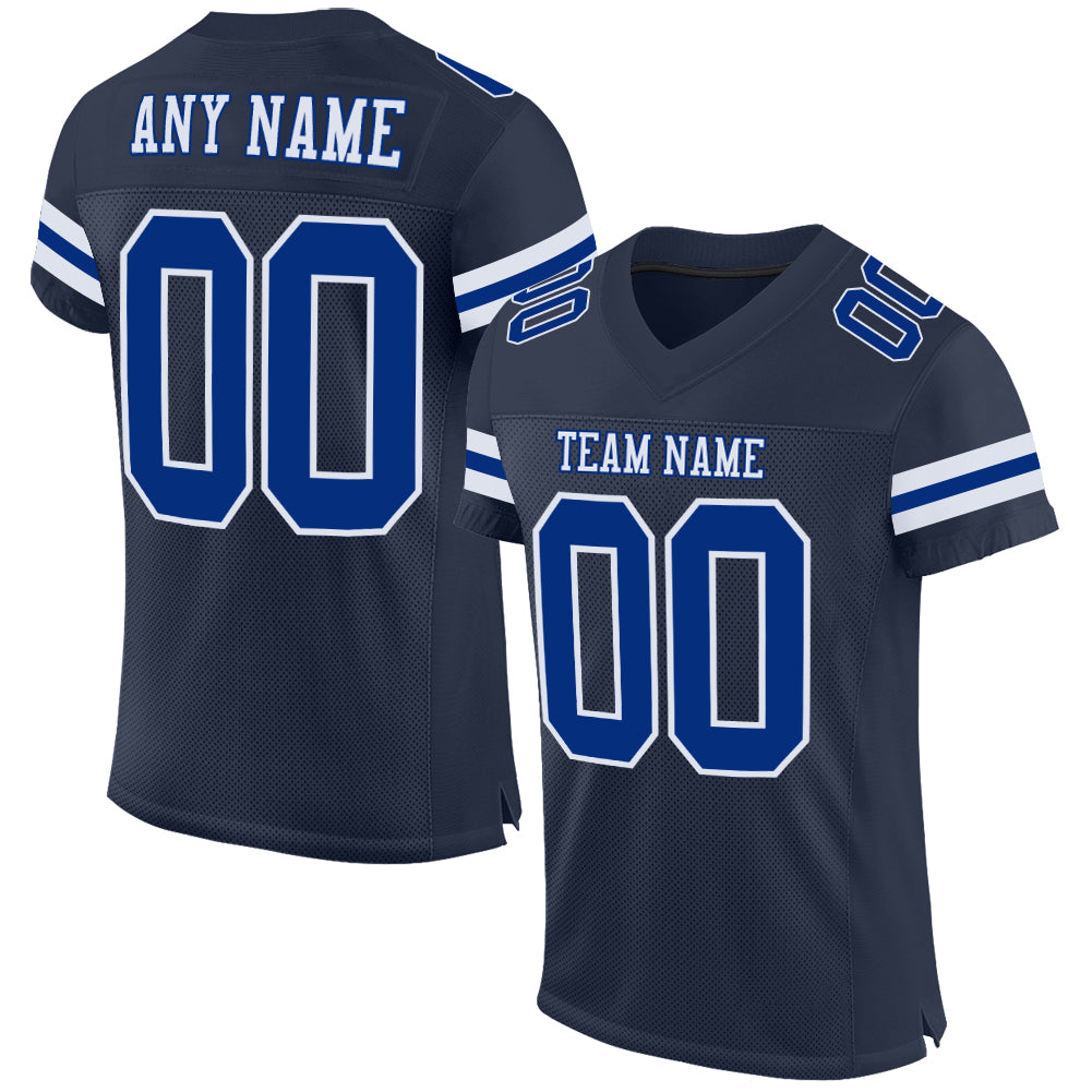 Custom Navy RoyalWhite Mesh Authentic Football Jersey Fast Shipping FiitgCustom
