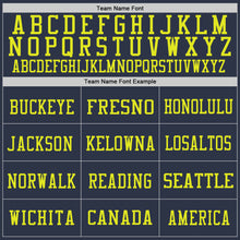 Load image into Gallery viewer, Custom Navy Neon Yellow Mesh Authentic Football Jersey
