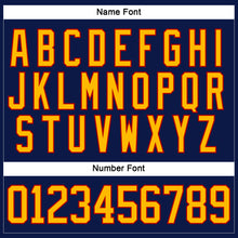 Load image into Gallery viewer, Custom Navy Gold-Red Hockey Lace Neck Jersey