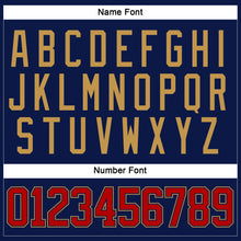 Load image into Gallery viewer, Custom Navy Red-Old Gold Hockey Lace Neck Jersey