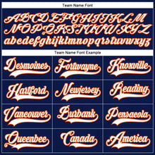 Load image into Gallery viewer, Custom Navy White-Orange Hockey Lace Neck Jersey