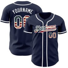 Load image into Gallery viewer, Custom Navy Vintage USA Flag-White Authentic Baseball Jersey