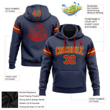 Load image into Gallery viewer, Custom Stitched Navy Red-Gold Football Pullover Sweatshirt Hoodie