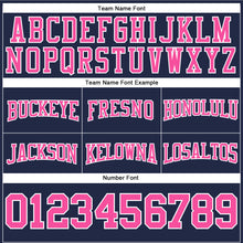 Load image into Gallery viewer, Custom Stitched Navy Pink-White Football Pullover Sweatshirt Hoodie