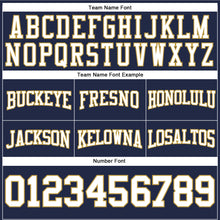 Load image into Gallery viewer, Custom Stitched Navy White-Old Gold Football Pullover Sweatshirt Hoodie