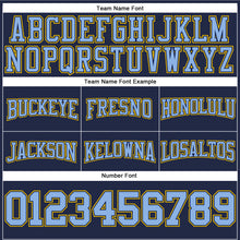Load image into Gallery viewer, Custom Stitched Navy Light Blue-Yellow Football Pullover Sweatshirt Hoodie