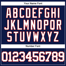 Load image into Gallery viewer, Custom Navy White-Red Authentic Baseball Jersey