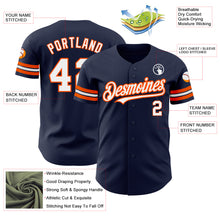 Load image into Gallery viewer, Custom Navy White-Orange Authentic Baseball Jersey
