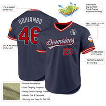 Load image into Gallery viewer, Custom Navy Red-Gray Authentic Throwback Baseball Jersey