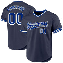 Load image into Gallery viewer, Custom Navy Royal-White Authentic Throwback Baseball Jersey