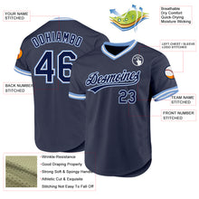 Load image into Gallery viewer, Custom Navy Light Blue-White Authentic Throwback Baseball Jersey
