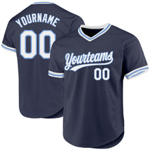 Load image into Gallery viewer, Custom Navy White-Light Blue Authentic Throwback Baseball Jersey