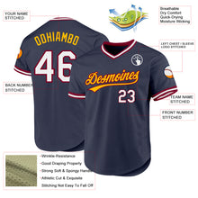 Load image into Gallery viewer, Custom Navy Maroon-Gold Authentic Throwback Baseball Jersey
