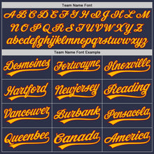 Load image into Gallery viewer, Custom Navy Maroon-Gold Authentic Throwback Baseball Jersey