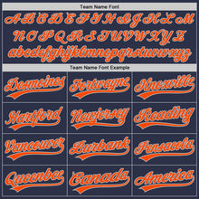 Load image into Gallery viewer, Custom Navy Orange-Gray Authentic Throwback Baseball Jersey