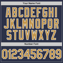 Load image into Gallery viewer, Custom Navy Old Gold-White Authentic Throwback Baseball Jersey