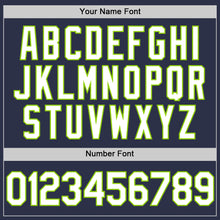 Load image into Gallery viewer, Custom Navy White-Neon Green Authentic Throwback Baseball Jersey