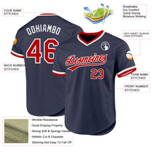 Load image into Gallery viewer, Custom Navy Red-White Authentic Throwback Baseball Jersey