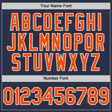 Load image into Gallery viewer, Custom Navy Orange-White Authentic Throwback Baseball Jersey
