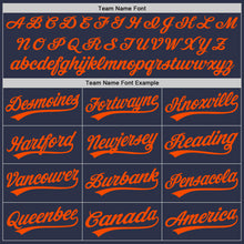 Load image into Gallery viewer, Custom Navy Orange-Blue Authentic Throwback Baseball Jersey