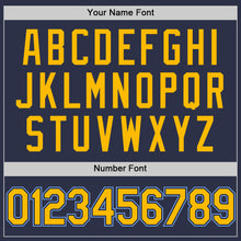 Load image into Gallery viewer, Custom Navy Gold-Light Blue Authentic Throwback Baseball Jersey