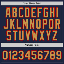 Load image into Gallery viewer, Custom Navy Old Gold-Red Authentic Throwback Basketball Jersey