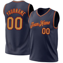 Load image into Gallery viewer, Custom Navy Old Gold-Red Authentic Throwback Basketball Jersey