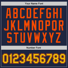 Load image into Gallery viewer, Custom Navy Gold-Orange Authentic Throwback Basketball Jersey