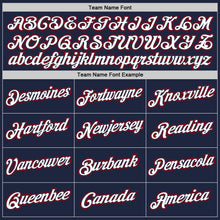 Load image into Gallery viewer, Custom Navy White-Red Authentic Throwback Basketball Jersey