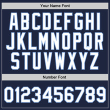 Load image into Gallery viewer, Custom Navy White-Light Blue Authentic Throwback Basketball Jersey