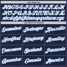 Load image into Gallery viewer, Custom Navy White-Light Blue Authentic Throwback Basketball Jersey