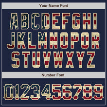 Load image into Gallery viewer, Custom Navy Vintage USA Flag-Cream Authentic Baseball Jersey