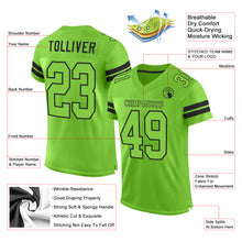 Load image into Gallery viewer, Custom Neon Green Neon Green-Black Mesh Authentic Football Jersey
