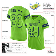 Load image into Gallery viewer, Custom Neon Green Neon Green-Navy Mesh Authentic Football Jersey