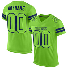 Load image into Gallery viewer, Custom Neon Green Neon Green-Navy Mesh Authentic Football Jersey